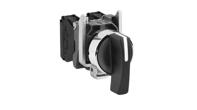 Selettore a chiave a 3 posizioni Schneider Electric XB4BJ53, contatti 2NO, protezione IP66/IP67/IP69, dimensioni 51,3 x 30 x 70 mm.