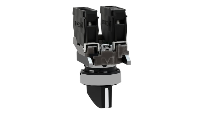 Selettore a chiave a 3 posizioni Schneider Electric XB4BJ53, contatti 2NO, protezione IP66/IP67/IP69, dimensioni 51,3 x 30 x 70 mm.