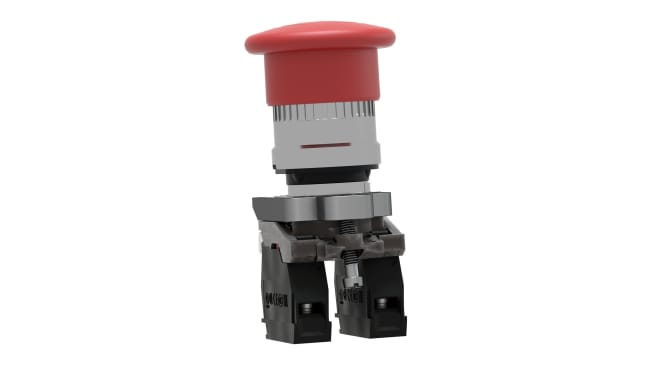 Pulsante di arresto di emergenza Schneider Electric, serie Harmony XB4, montaggio a pannello, diametro 22 mm, colore rosso.