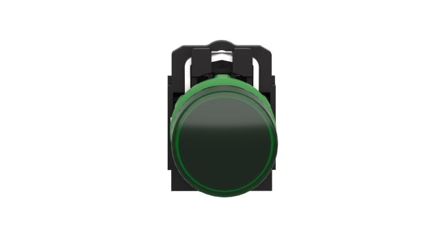 Spia LED verde per montaggio a pannello Schneider Electric Harmony XB5, diametro foro 22 mm, grado di protezione IP66/IP67.