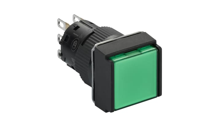 Pulsante luminoso SPDT a ritorno a molla Schneider Electric, montaggio a pannello, diametro 16mm, grado di protezione IP65.