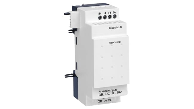 Modulo I/O Zelio Logic SR3XT43BD Schneider Electric, 2 ingressi, 2 uscite, 24V c.c. per automazione industriale, HVAC e controllo edifici.