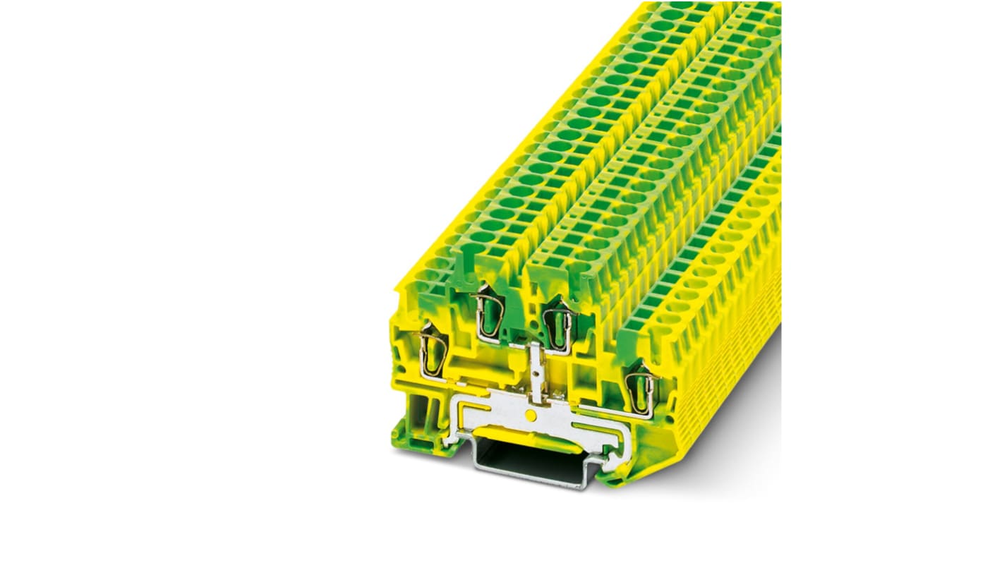 Morsettiera a due livelli Phoenix Contact 3036026, Verde/Giallo, isolamento PA, 67,5 mm - Protezione contro correnti di guasto per industria ferroviaria.