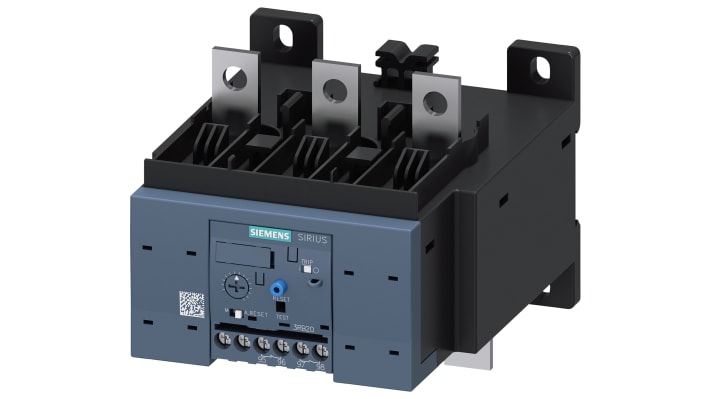 Relè di sovraccarico Siemens 3RB2056-1FC2, 3 poli, carico 50-200 A, montaggio diretto, dimensioni 119 x 120 x 155 mm.
