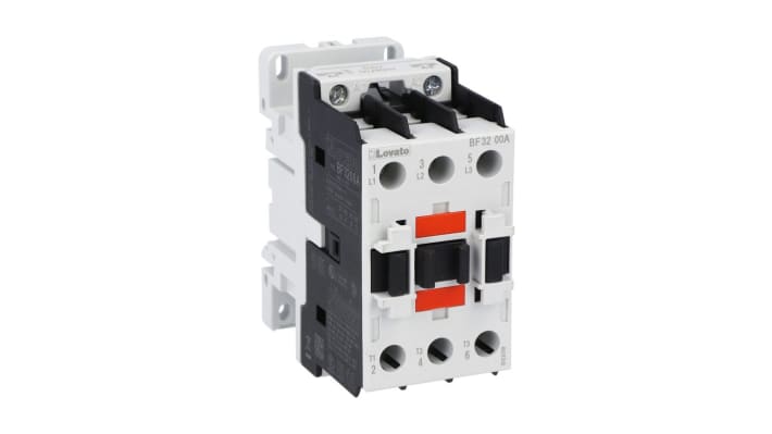 Contattore Lovato BF3200A230, 3 poli, 32 A, montaggio su guida DIN, dimensioni 90x45x90 mm, bobina 230 V.