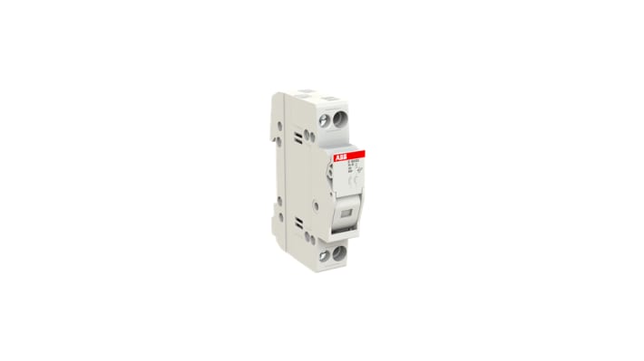 Sezionatore portafusibili ABB, bipolare, 32 A, montaggio su guida DIN, tensione 400/690 V, fusibile 10 x 38 mm.