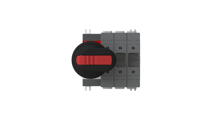 Sezionatore portafusibili ABB OS63GB03P, 63A, 3 poli, montaggio su guida DIN, grado di protezione IP65.