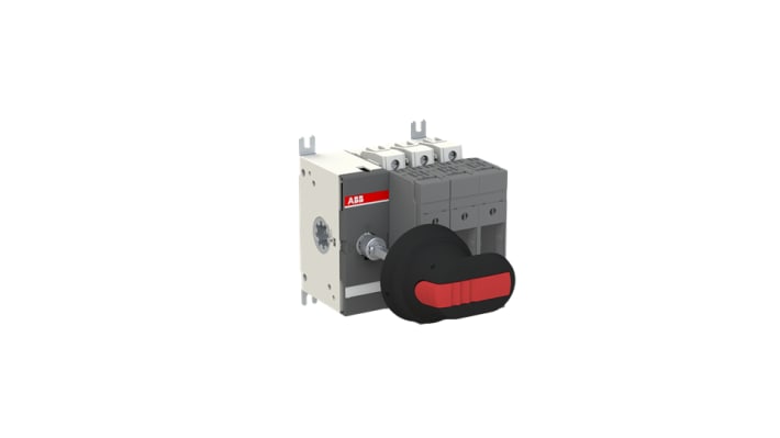 Sezionatore portafusibili ABB 32A, 3 poli, montaggio su guida DIN, tensione di isolamento 1000 V, dimensioni 112 mm.