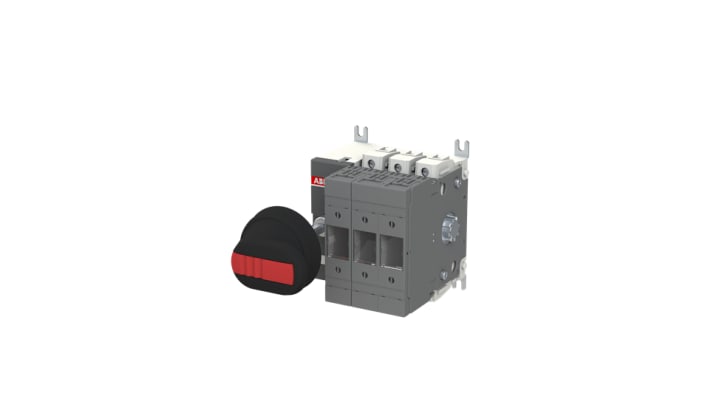 Sezionatore portafusibili ABB 32A, 3 poli, montaggio su guida DIN, tensione di isolamento 1000 V, dimensioni 112 mm.