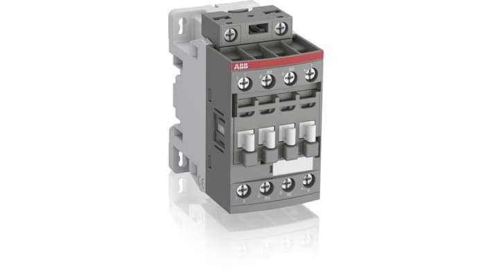 Contattore ABB 1SBL137501R1200, serie AF, 4 poli, 2NO+2NC, montaggio su guida DIN, dimensioni 80x45x77 mm.