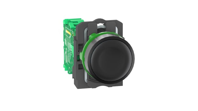 Interruttore di comando radio luminoso Schneider Electric ZB5RTA2, protezione IP66/IP67/IP69K, dimensioni 41,5 x 30 x 43 mm.