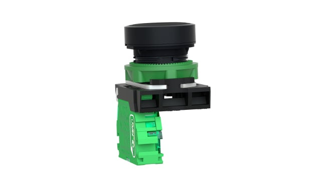 Interruttore di comando radio luminoso Schneider Electric ZB5RTA2, protezione IP66/IP67/IP69K, dimensioni 41,5 x 30 x 43 mm.