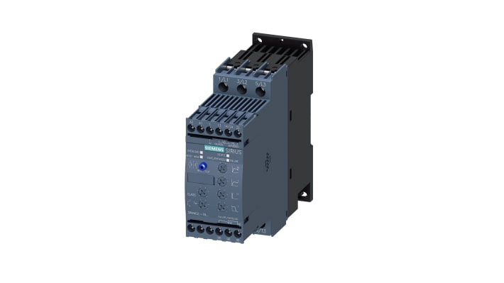 Avviatore soft-start Siemens 3RW4024-1BB04, 3 fasi, 5,5 kW, 400 V, IP20, dimensioni 45 x 125 x 154 mm, protezione sovraccarico.
