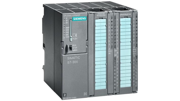 CPU PLC Siemens SIMATIC S7-300, 28 ingressi (24 digitali, 4 analogici), 18 uscite (16 digitali, 2 analogici) - Ideale per automazione industriale.