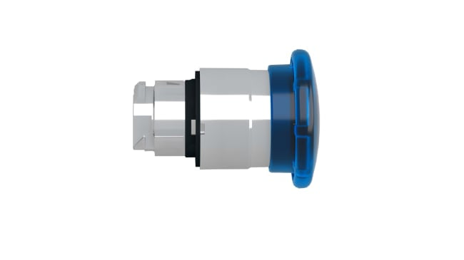 Attuatore pulsante Schneider Electric ZB4BW463, testa a fungo blu, diametro 40 mm, montaggio frontale, grado di protezione IP69K.
