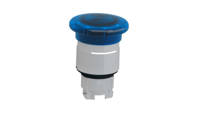 Attuatore pulsante Schneider Electric ZB4BW463, testa a fungo blu, diametro 40 mm, montaggio frontale, grado di protezione IP69K.