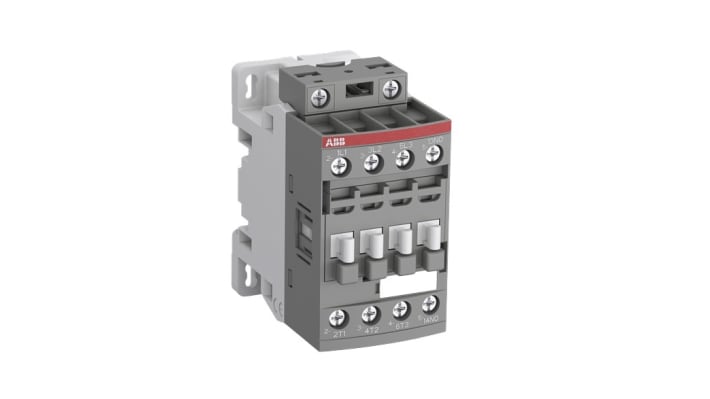 Contattore ABB 1SBL137001R1101 AF, 3 poli, 3 NA, 25 A, montaggio su guida DIN, dimensioni 45x86x77 mm.
