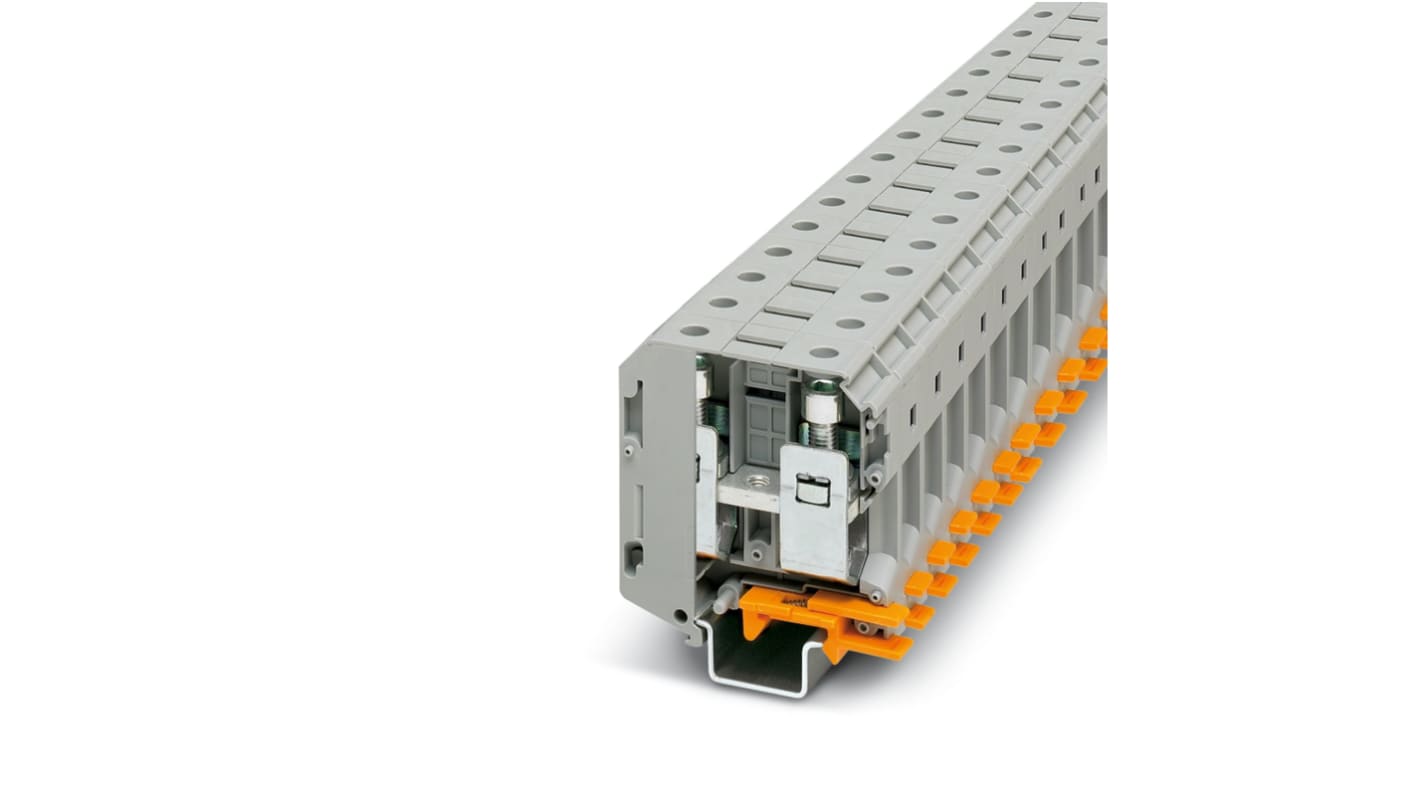 Morsettiera passante Phoenix Contact 3213140, grigia, 192A, 1kV. Certificata ATEX, collegamenti a vite. Ideale per applicazioni industriali.