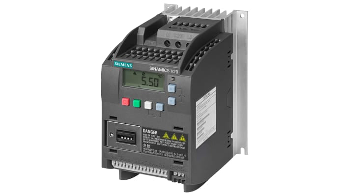 Inverter Siemens 0,75 kW, 400 V c.a., 3 fasi, 0 550Hz - Serie SINAMICS V20 - 6SL3210-5BE17-5UV0. Ideale per motori industriali, montaggio versatile.