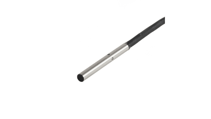 Sensore di prossimità cilindrico PNP Omron E2E-C04S12-WC-B1 2M, rilevamento 1,2 mm, alimentazione 10-30 V c.c., grado di protezione IP67.