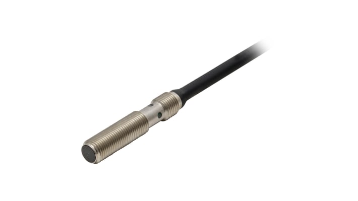 Sensore di prossimità cilindrico NPN Omron E2E-S05S12-WC-C1 2M, rilevamento 1,2 mm, montaggio a filo, IP67, acciaio inox.