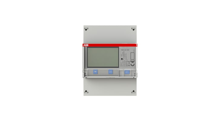 Contatore di energia ABB 2CMA100178R1000 B24 112-100, 3 fasi, montaggio su guida DIN, dimensioni 70 x 26,5 x 65 mm.