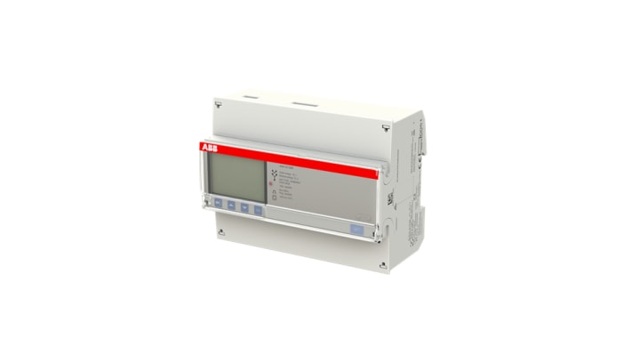 Contatore di energia trifase ABB 2CMA170533R1000 A44, montaggio su guida DIN, dimensioni 97 x 123 x 65 mm, precisione 1%.