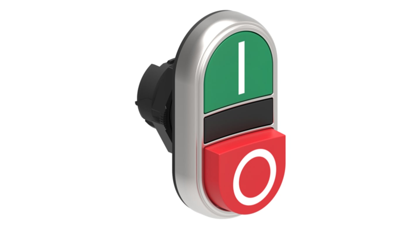 Attuatore pulsante Lovato LPCB7223, ritorno a molla, diametro foro 22mm, colori Verde e Rosso, grado di protezione IP66/IP67/IP69K.