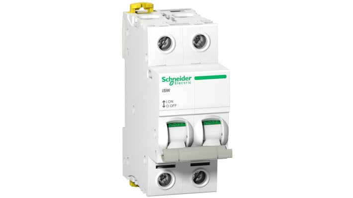 Interruttore di isolamento Schneider Electric A9S65240, 2P, 40A, 415V, guida DIN, IP20 - Sicurezza VisiSafe per linee di produzione e distribuzione elettrica.