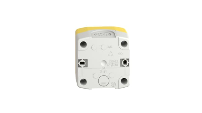 Pulsante di arresto di emergenza Schneider Electric XALK198, giallo con testa rossa, montaggio superficiale, IP66/IP67/IP69K.