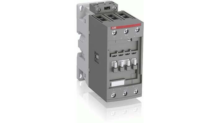 Contattore ABB 1SBL347001R1100 AF40-30-00-11, 3 poli, 3 contatti NA, 70 A, montaggio su guida DIN, dimensioni 125,5 x 111 x 55 mm.