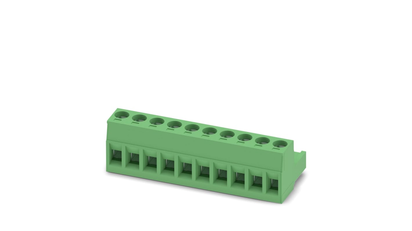 Morsettiera a innesto femmina 10 vie, passo 5mm, 12A - Phoenix Contact 1754601. Ideale per automazione, tecnologia medica e industria aerospaziale.