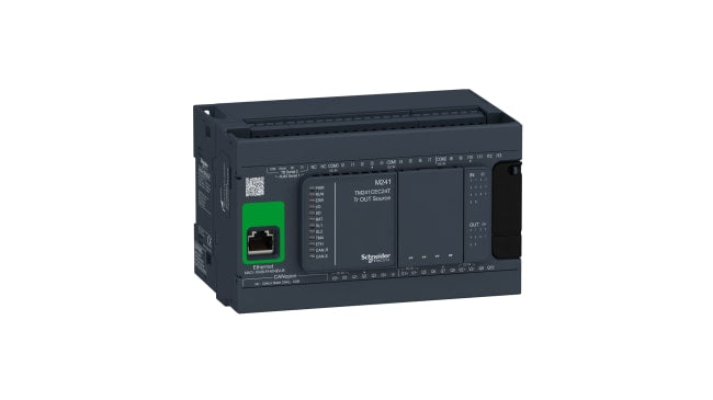 Schneider Electric - TM241CEC24T CPU PLC Modicon M241, 24 I/O, 24 V, 14 ingressi, 10 uscite per automazione industriale efficiente.