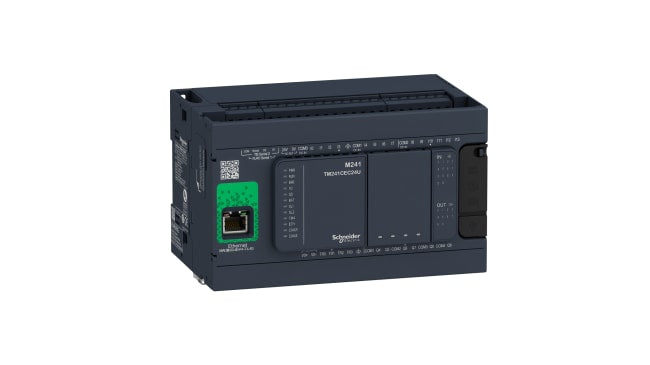 Schneider Electric TM241CE24R Regolatore Logico Modicon M241, 24 I/O, 100-240V. Ideale per automazione industriale con connettività avanzata.
