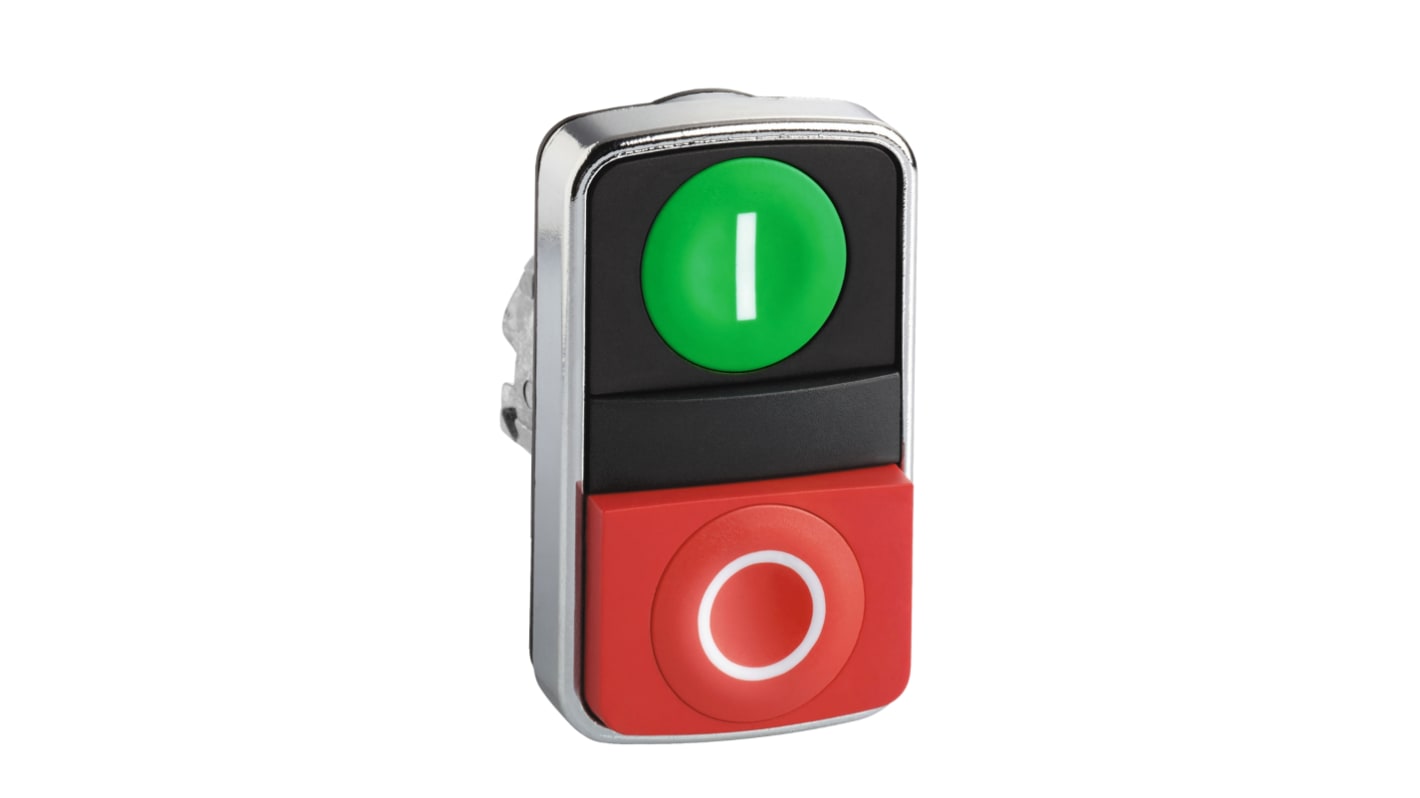 Attuatore pulsante instabile Schneider Electric ZB4BA7341 Harmony XB4, verde/rosso. Diametro foro 22mm, IP67, temperatura -40°C/+70°C. Ideale per pannelli di controllo e automazione industriale.