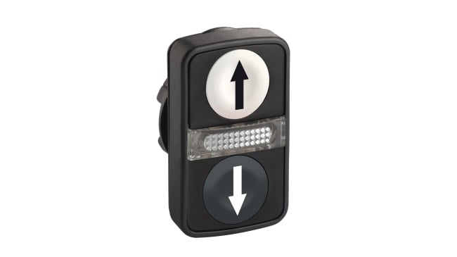 Attuatore pulsante instabile Harmony XB5 di Schneider Electric, testa illuminata, diametro foro 22 mm, grado di protezione IP66.
