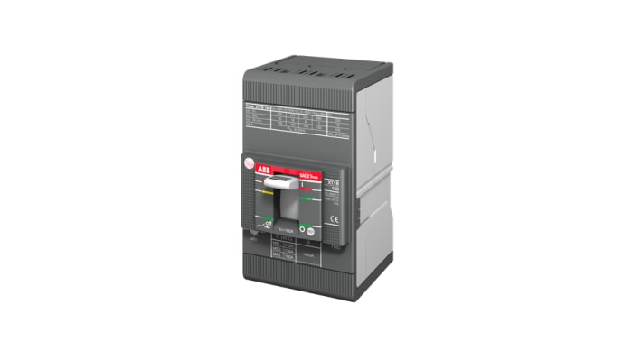 Interruttore magnetotermico ABB XT1N 160 TMD 100-1000, 3 poli, 100A, montaggio a pannello, dimensioni 76,2 x 130 x 70 mm.