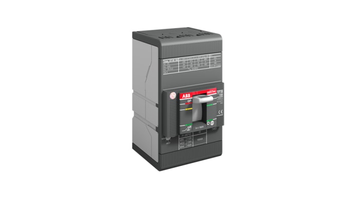 Interruttore magnetotermico ABB XT1N 160 TMD 100-1000, 3 poli, 100A, montaggio a pannello, dimensioni 76,2 x 130 x 70 mm.