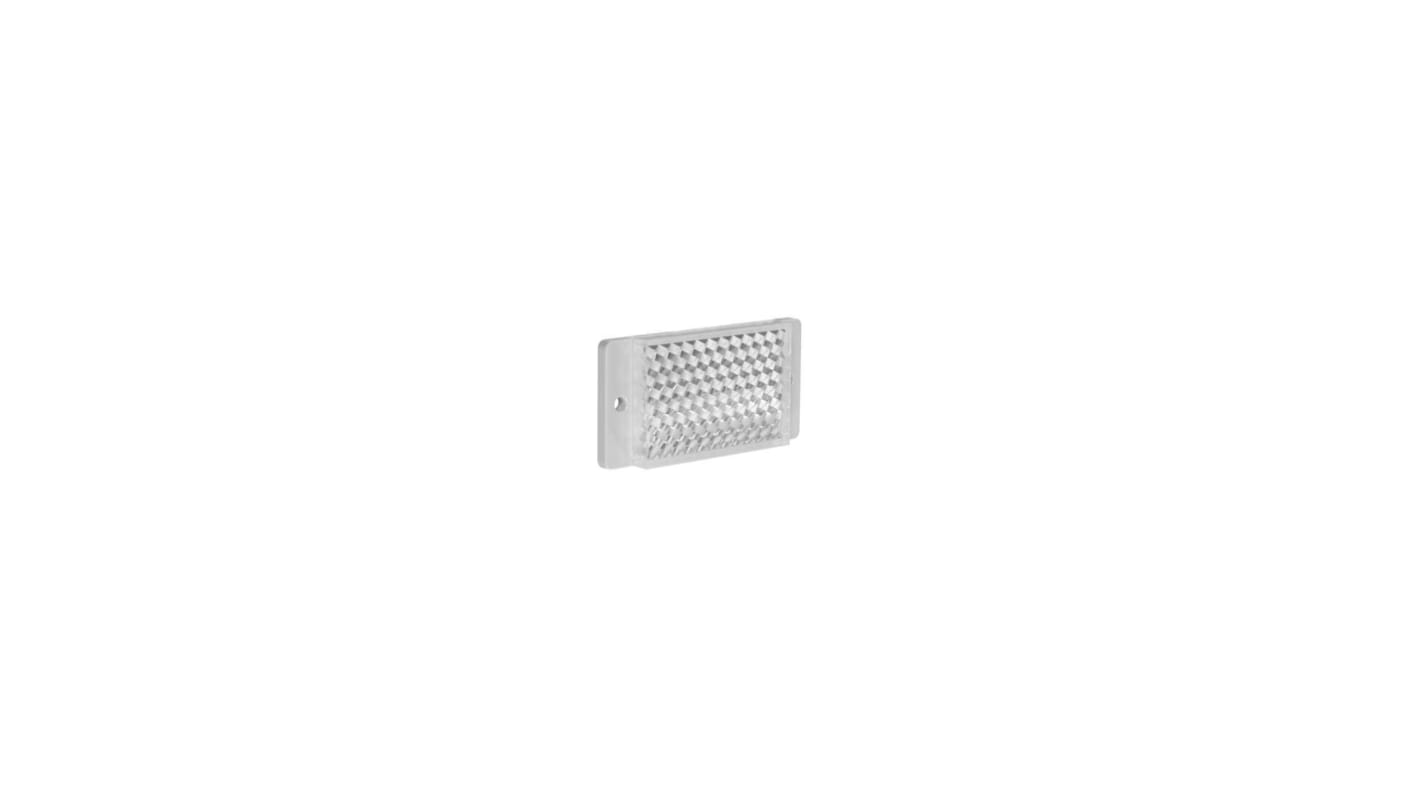 Riflettore rettangolare Banner BRT-48X32A per sensore VALU-BEAM, dimensioni 48 x 32,5 mm, installazione con fori preforati.
