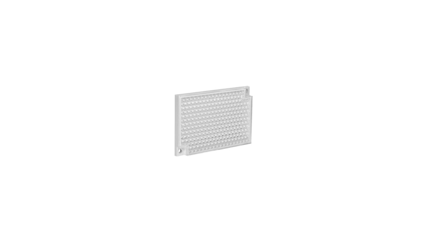 Riflettore per sensore fotoelettrico Banner BRT-80X50C, forma rettangolare, ottimizza la riflessione della luce in applicazioni industriali.