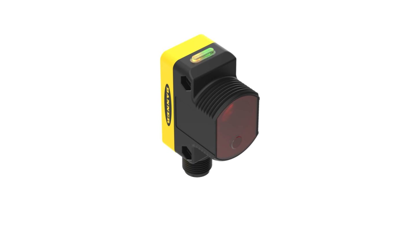 Sensore fotoelettrico rettangolare Banner QS30LDQ, rilevamento fino a 400 mm, uscita NPN/PNP, grado di protezione IP67.