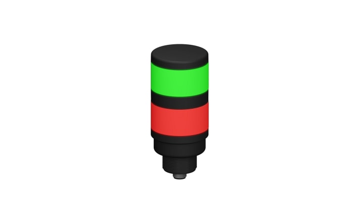 Torretta di segnalazione LED Banner TL50GRQ, altezza 129.2 mm, IP67, 18-30 V c.c., lenti Rosso/Verde, montaggio M12.