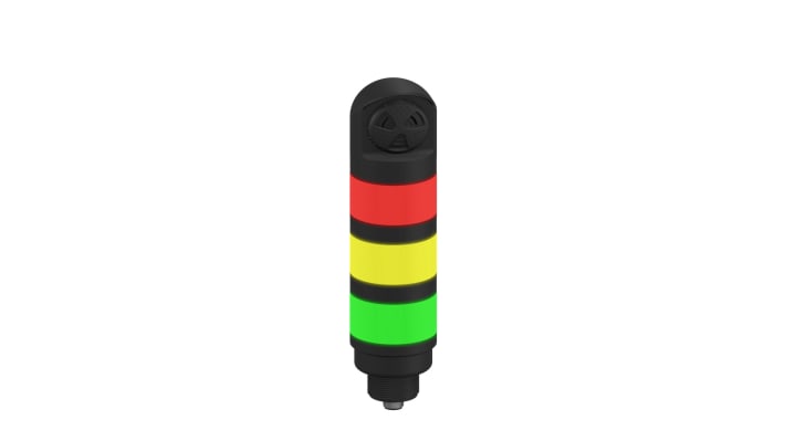 Torretta di segnalazione LED Banner TL50GYRALSQ, 3 elementi (rosso, verde, giallo), montaggio su base, IP67, altezza 196.5 mm.
