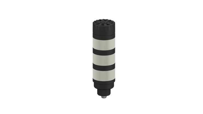 Torretta di segnalazione LED Banner TL50GYRAQ, 3 elementi luminosi, cicalino 92 dB, montaggio versatile, altezza 173.4 mm.
