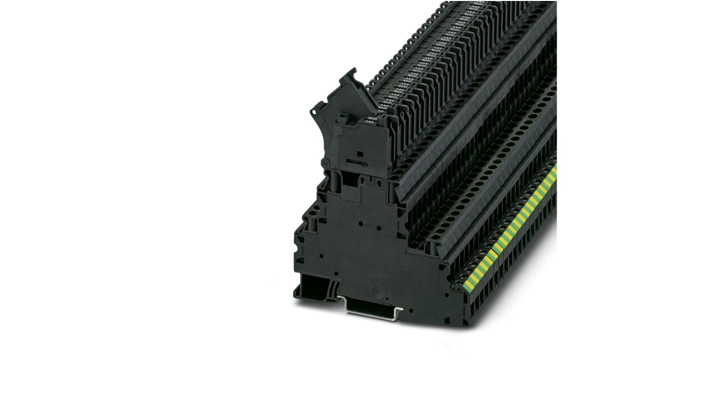 Morsetto portafusibili componibile Phoenix Contact 3214321, 5 connettori su 3 livelli, 28A, protezione sovratensione, guida DIN. Ideale per automazione industriale.