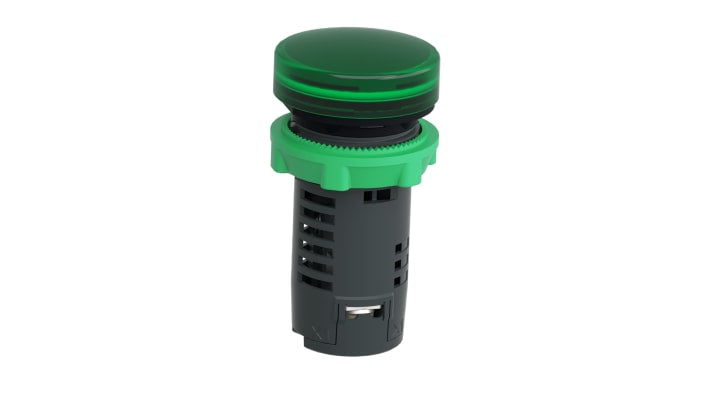 Luce pilota Schneider Electric XB5EVB3, LED verde, montaggio a pannello, diametro foro 22mm, protezione IP66.