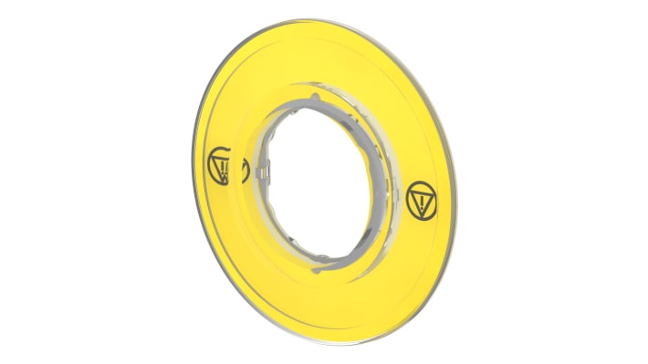 Piastra di legenda per pulsante a fungo ZBY9121 Schneider Electric per arresto di emergenza EN ISO 13850. Compatibile con serie Harmony XB.