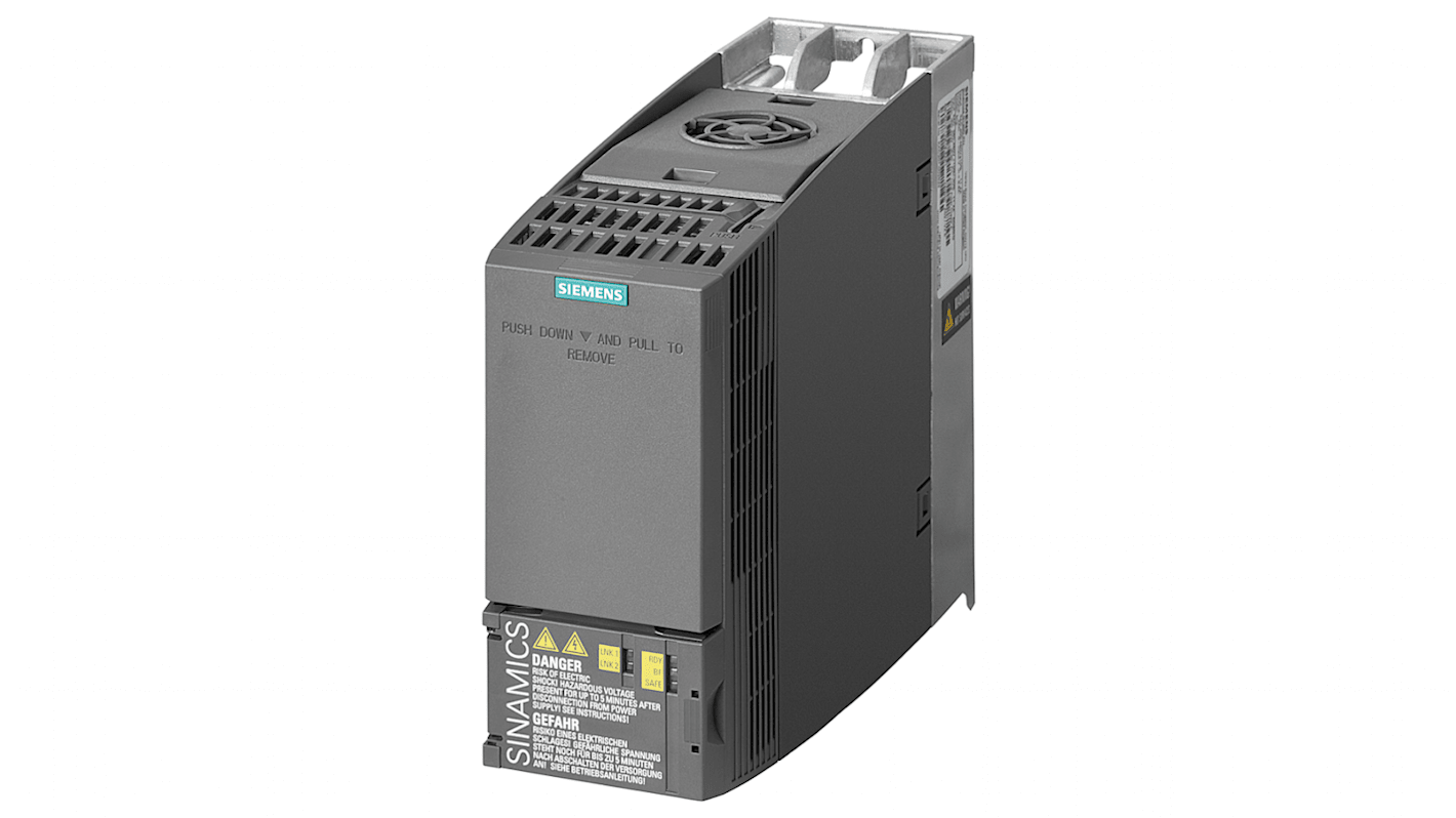 Inverter Siemens 4 kW 400 V c.a. 3 fasi IP20 per controllo velocità. Efficienza 97%, STO incluso. Ideale per ambienti industriali.