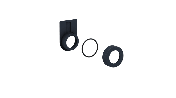 Kit di montaggio Schneider Electric ZB5AZ026 per selettori e pulsanti illuminati, compatibile con la serie Harmony XB5, colore nero, grado di protezione IP69.