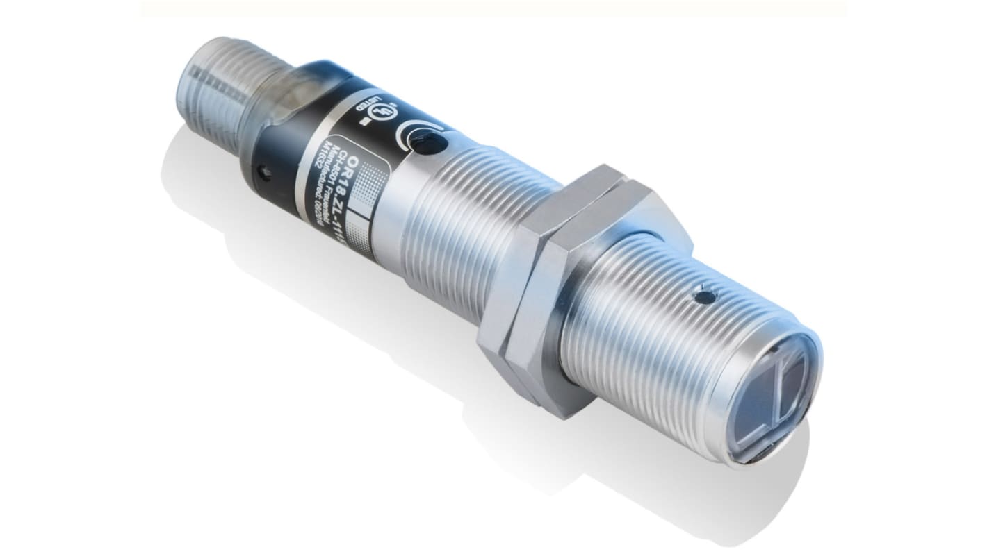 Sensore fotoelettrico cilindrico Baumer OR18.ZL-PV1P.7BO/B013, riflessione diffusa, gamma 10-300 mm, uscita PNP, IP67.